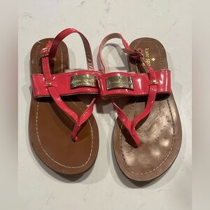 KATE SPADE Cassandra Patent Pink Leather Slingback Thong Sandals Size 8